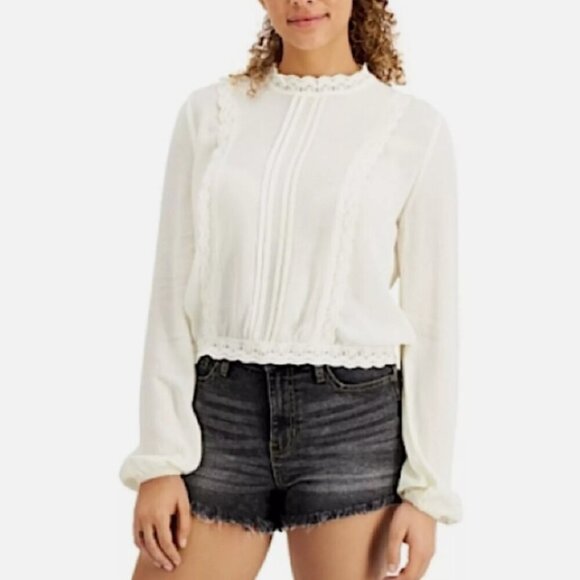 Zara Size M/13-14 Victorian Embroidered Ivory Tunic Blouse Long Sleeve - Picture 3 of 11